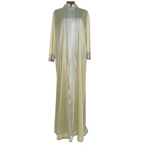 Vtg Vanity Fair Yellow Long Robe Zip Dress House Coat 70s Size 10 Long Sleeve
